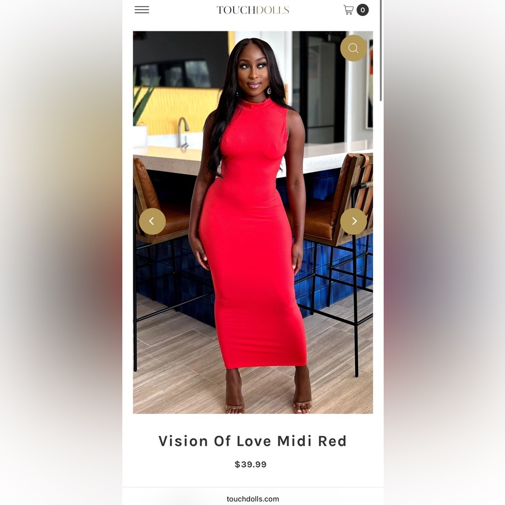 Red open low back maxi body con dress XS